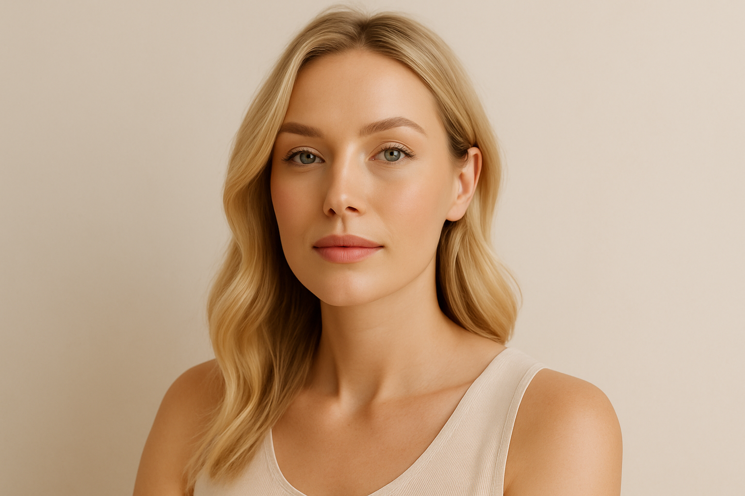 Close-up of a woman with bold makeup.
