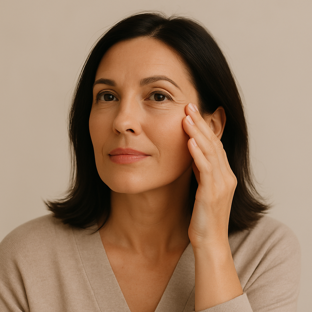 Close-up of a woman with blonde hair.