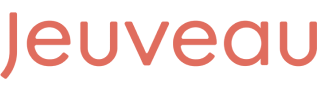 Jeuveau logo in coral lettering