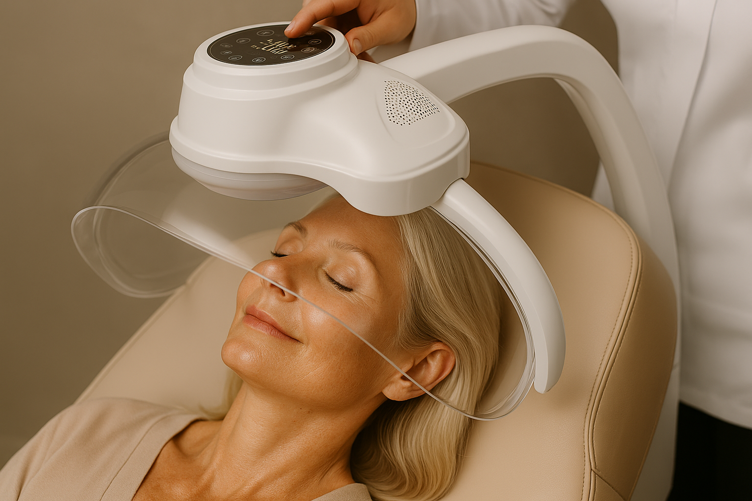 Woman with long black hair, neutral expression.