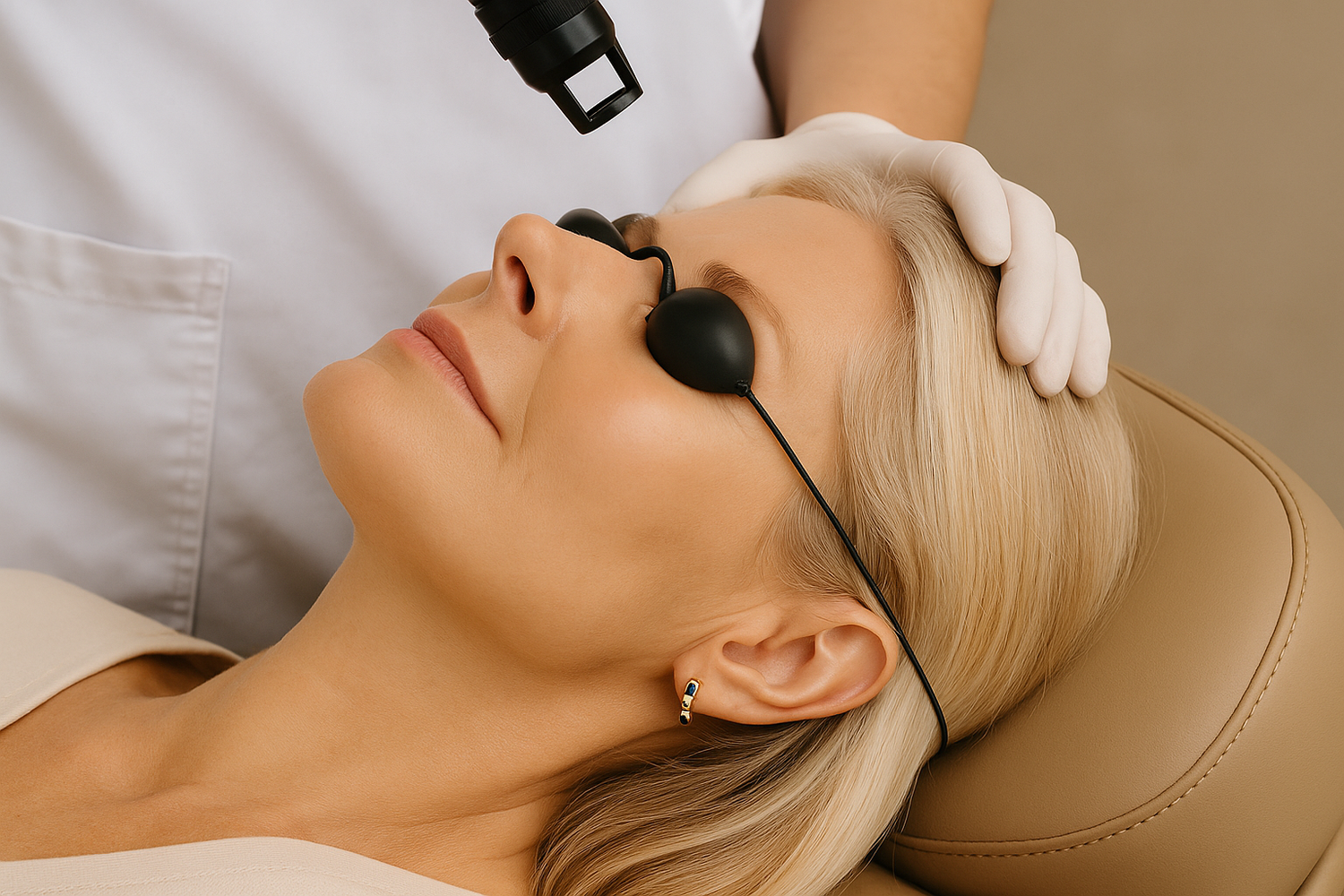 Portrait of a woman with long hair and natural makeup.