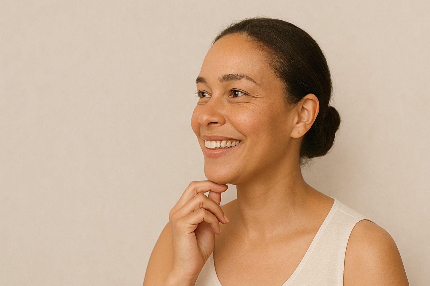 Smiling woman in a professional setting.